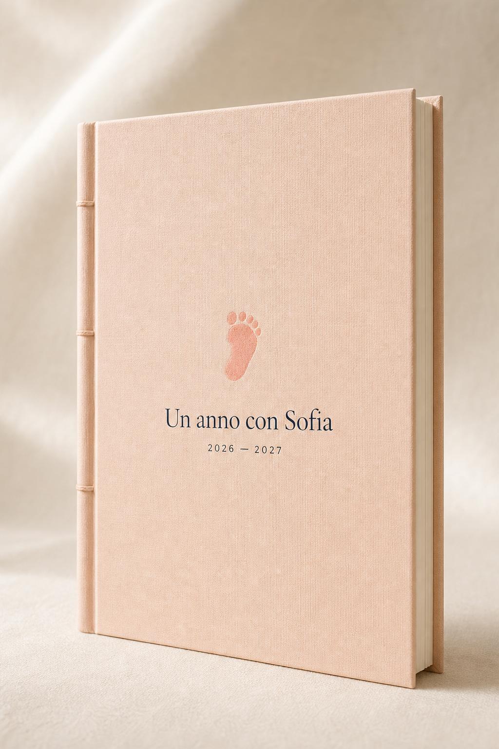 Copertina del libro nascita personalizzato Piccoli Ricordi — Un anno con Sofia